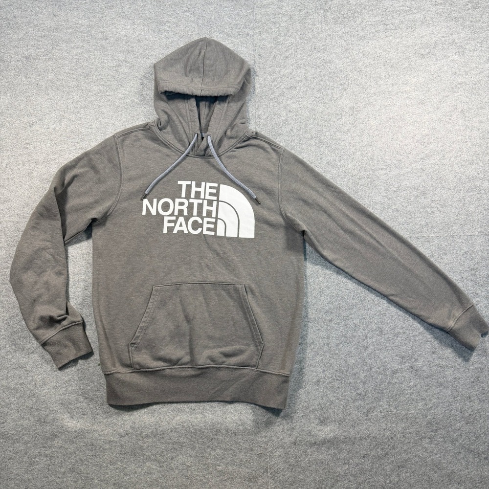 The North Face Mens Graphic Logo Pullover Hoodie Small Gray White Activewear